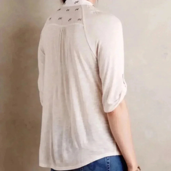 Anthropologie TINY Embroidered Willa Tunic Silk Blend Blouse - Picture 3 of 8